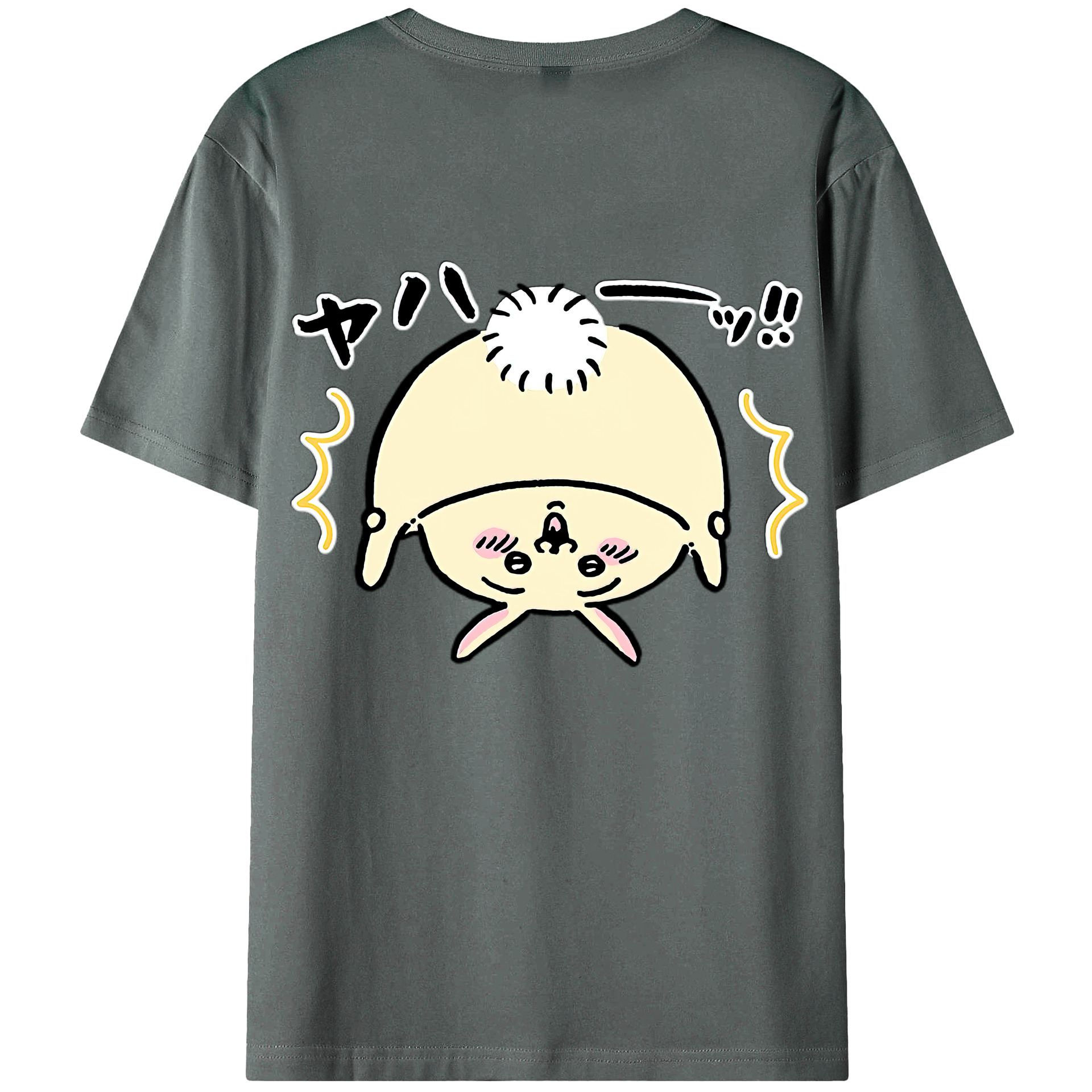 （画像用） ちいかわ うさぎ Chii-kawa usagi 綿100％ メンズ半袖Tシャツ（バックプリント） 通気性